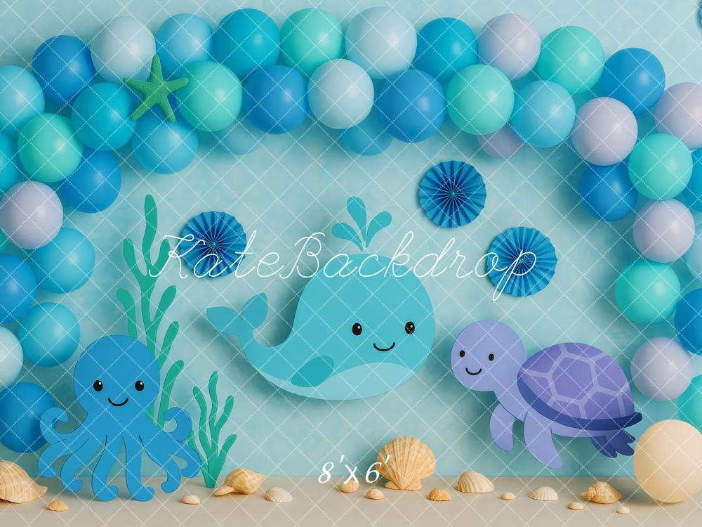Kate Cake Smash Underwater Animals Balloon Backdrop Designed by Patty Roberts