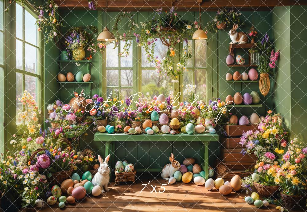 Kate Easter Egg Bunny Floral Window Shelves Backdrop Designed by Emetselch