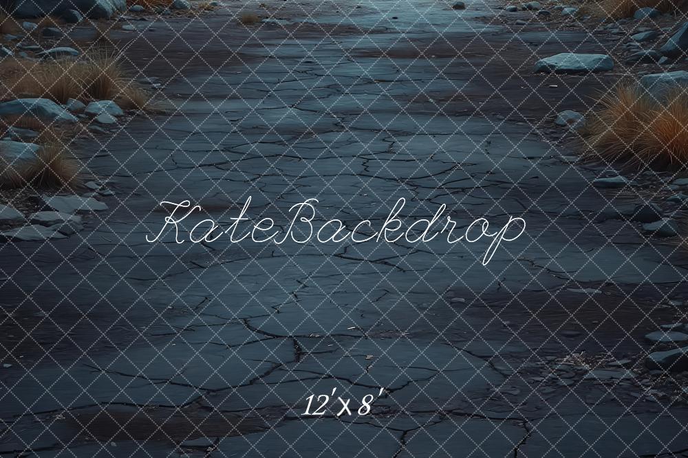 Kate Dark Cobblestone Pathway Rocks Grass Floor Printed Backdrop Designed by Laura Bybee