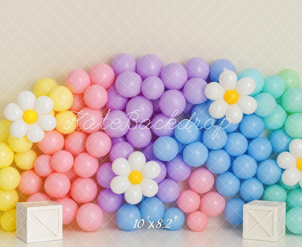 Kate Cake Smash Rainbow Balloon Flower Wall Backdrop Designed by Patty Roberts