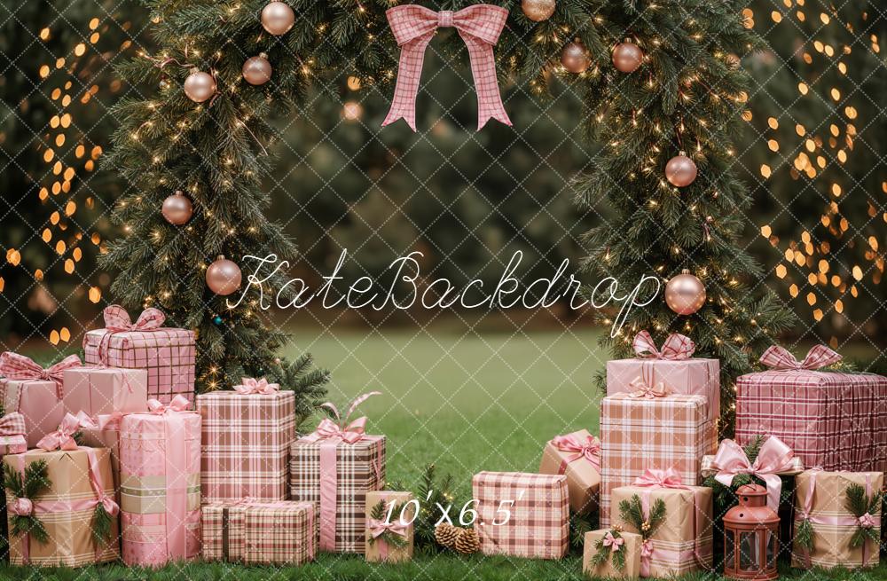 Kate Christmas Pink Bow Arch Gift Garland Lights Garden Backdrop Designed by Emetselch