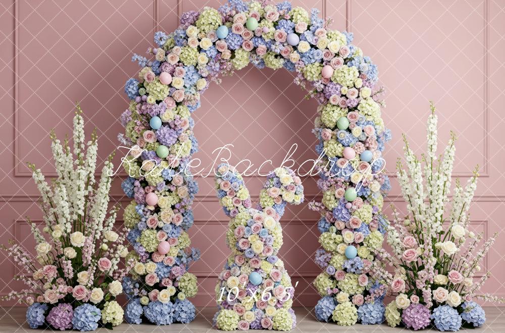 Kate Easter Bunny Flower Arch Pastel Pink Wall Backdrop Designed by Patty Roberts