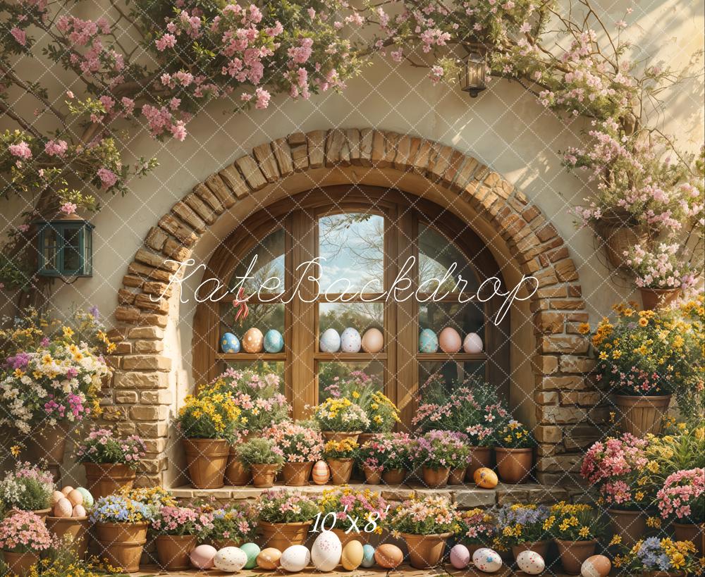Kate Easter Eggs Outdoor Floral Arched Window Cottage Backdrop Designed by Emetselch