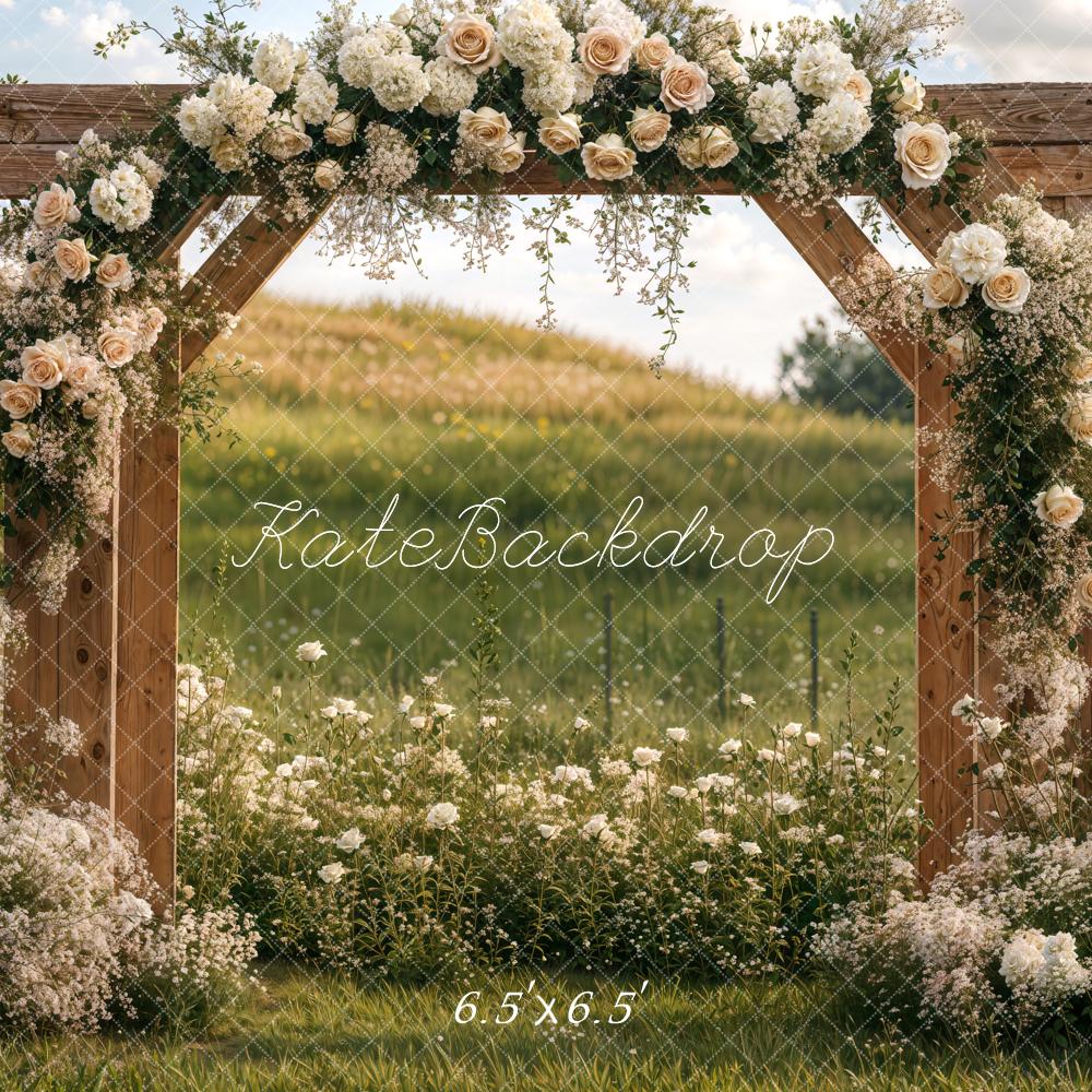 Kate Outdoor Romantic Flower Arch Grass Backdrop Designed by Emetselch