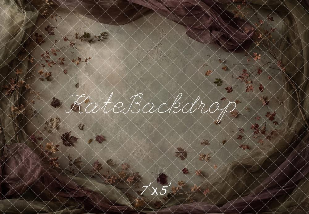 Kate Fall Brown Leaf Elegant Drapes Arch Printed Backdrop Printed Backdrop Designed by Shutter Swan Studios