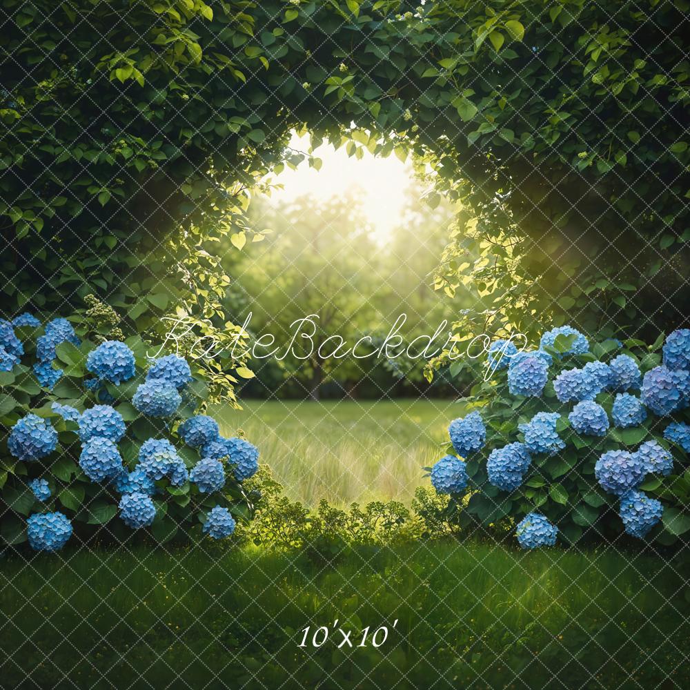 Zomer Bos Boog Blauwe Hortensia's Foto Achtergrond Designed by Emetselch