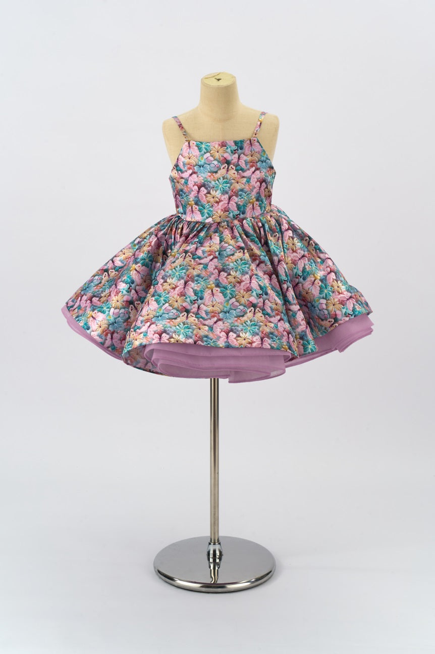 Geprinte Paarse Vlinder Meisjesjurk voor Fotografie