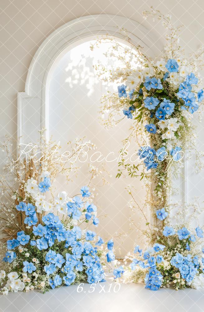Elegante Bloemen Boog Blauwe Foto Achtergrond Designed by Emetselch