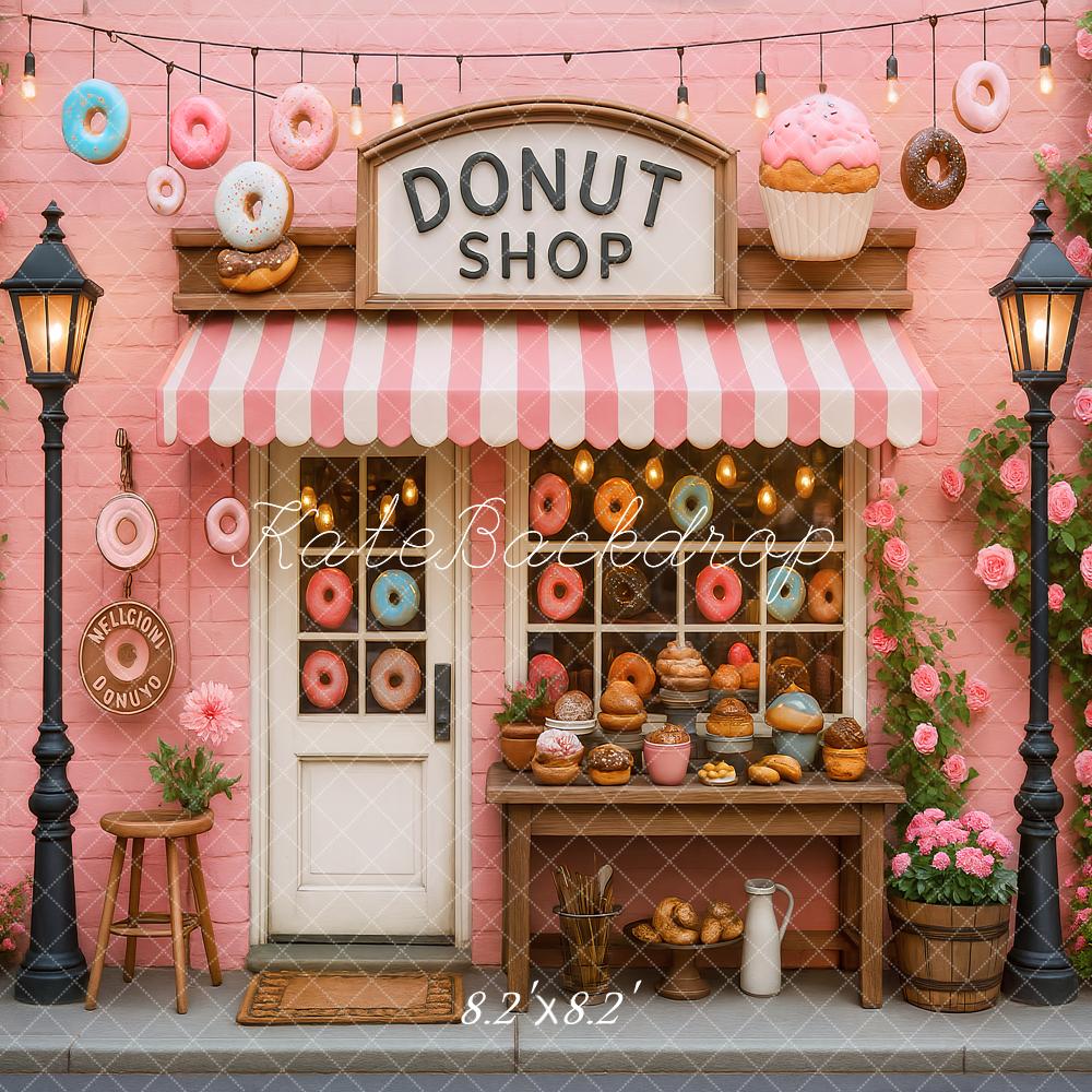 Kate Donut Shop Pink Roses Backdrop Designed by Ashley Paul