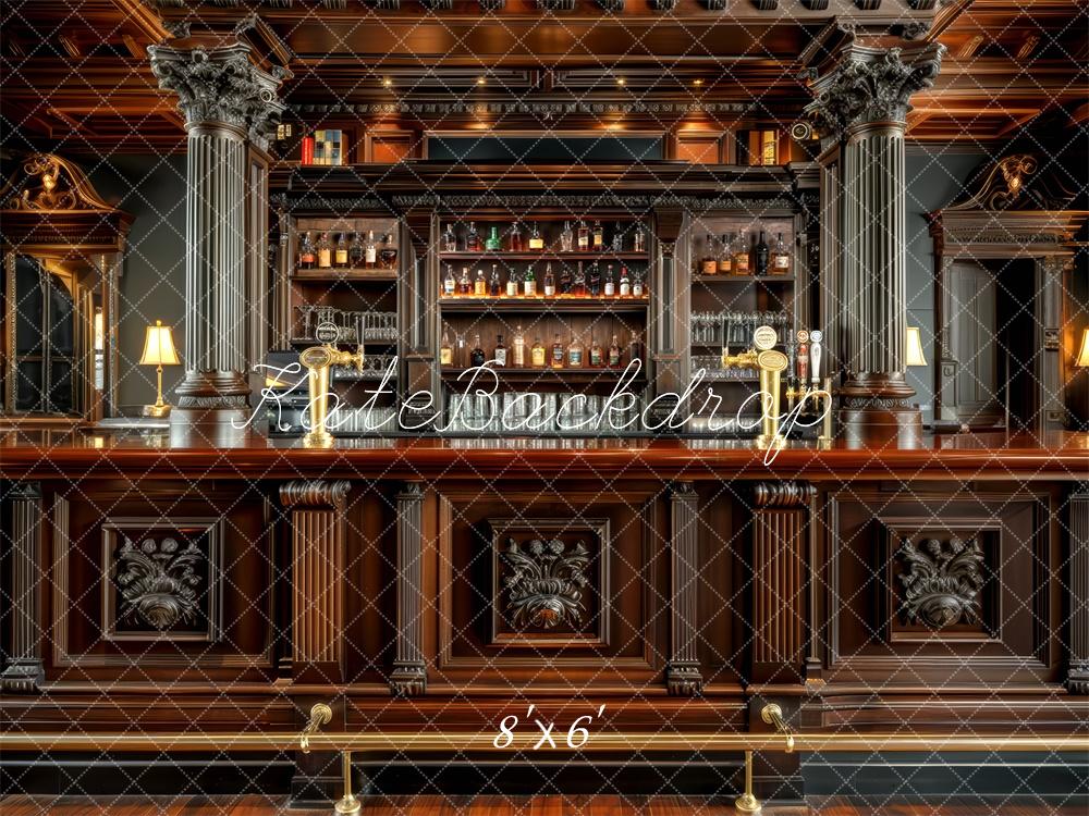 Kate Retro Dark Brown Large Bar Counter Backdrop Designed by Mini MakeBelieve
