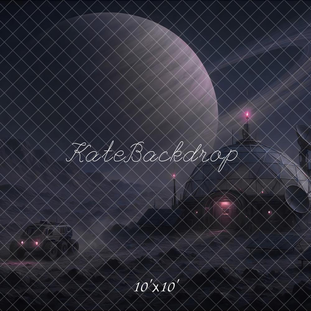 Kate Futuristic Space Planet Night Saturn Printed Backdrop Designed by Mini MakeBelieve