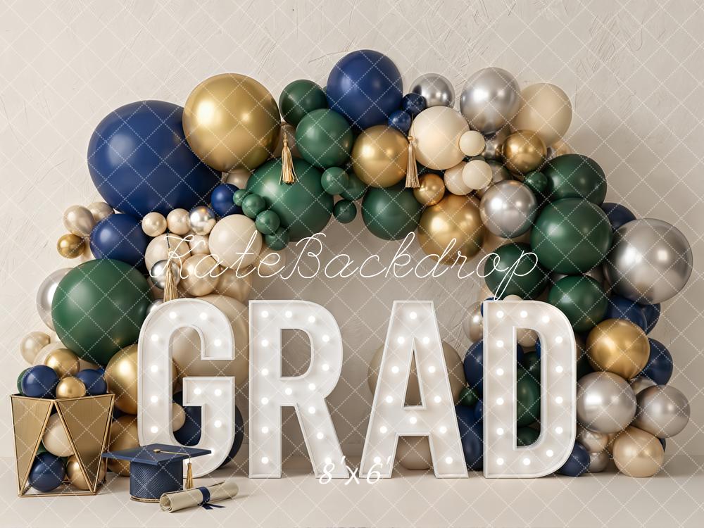 Kate Graduation Balloon Arch With Grad Letters Printed Backdrop Designed by Emetselch