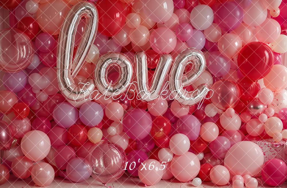 Kate Valentines Love Balloon Wall Pink Red Backdrop Backdrop Designed by Emetselch