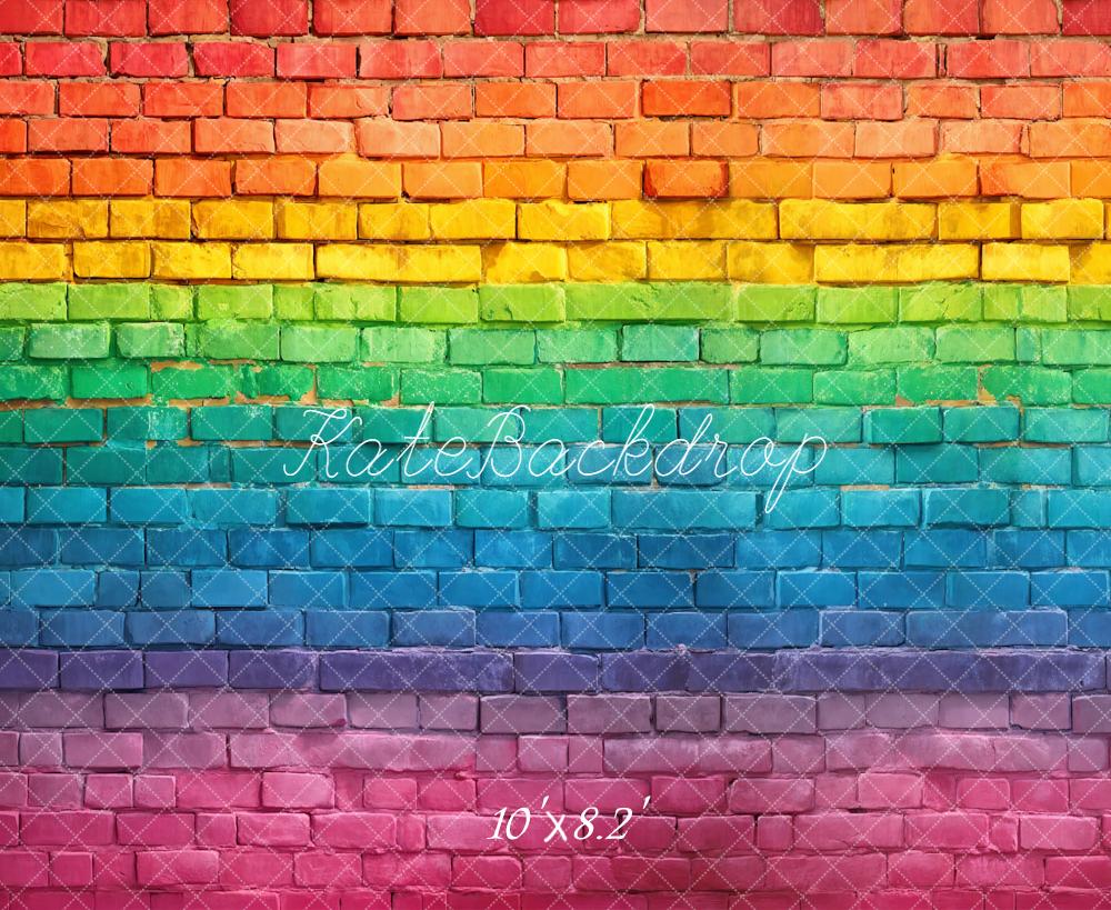 Kate Rainbow Brick Wall Printed Backdrop Designed by Kate Image