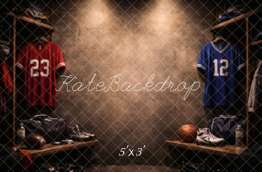 TEST Kate Sports Locker Room Football Basketball Jerseys Printed Backdrop Designed by Vertigo Productions