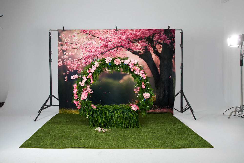 Kate Spring Arch Artificial Flower Wall with Round Stand Prop for Photography(US ONLY)