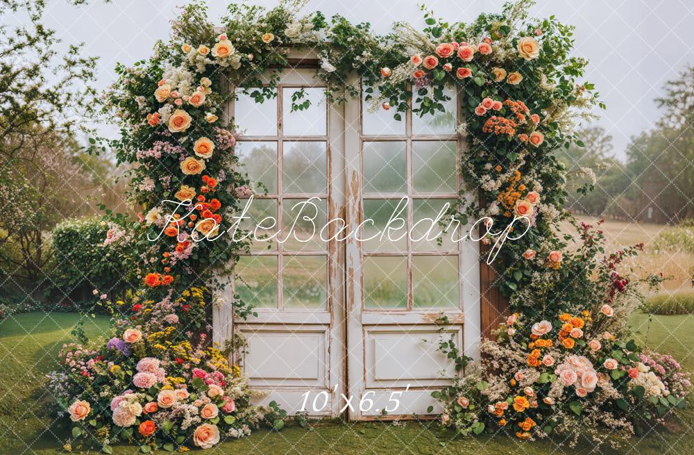 Kate Spring Floral Arch Vintage Garden Door Backdrop Designed by Emetselch
