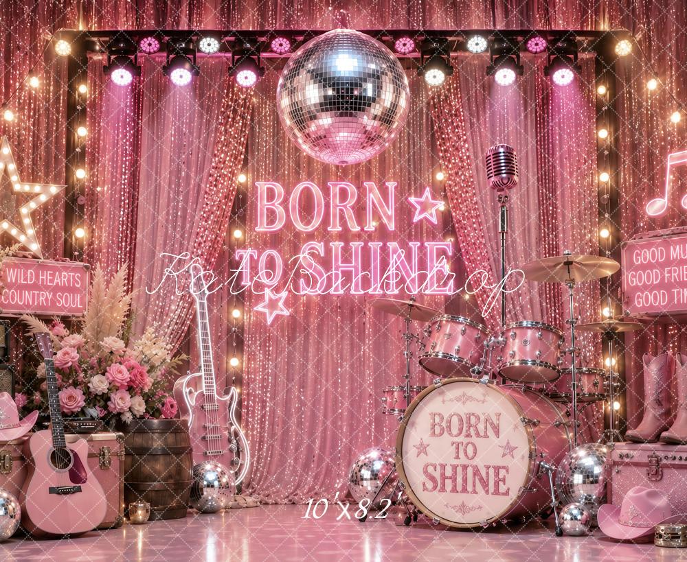 Kate Country Music Pink Disco Ball Stage Printed Backdrop Designed by Ashley Paul