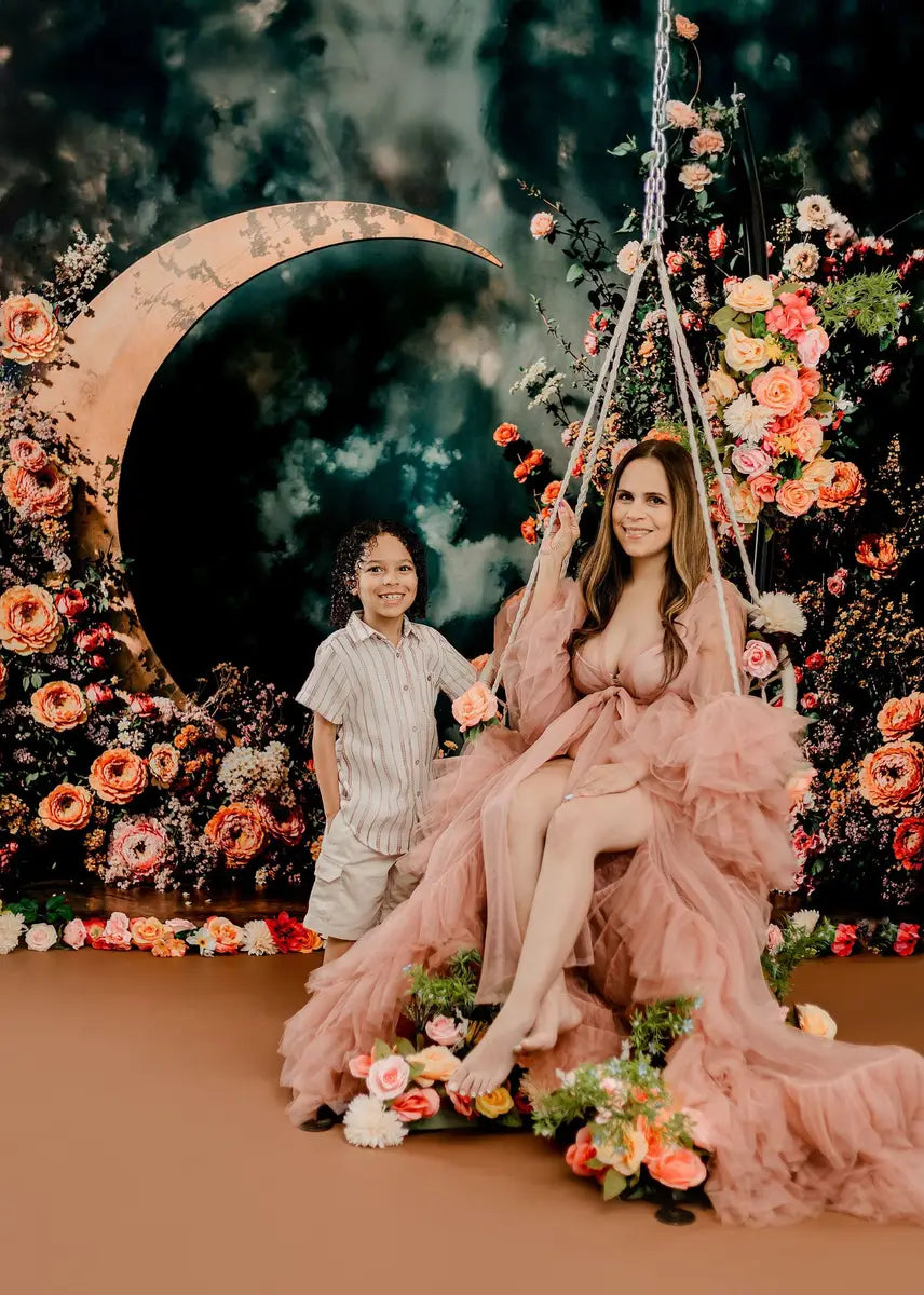 Kate Mother's Day Floral Crescent Moon Backdrop Designed by Emetselch