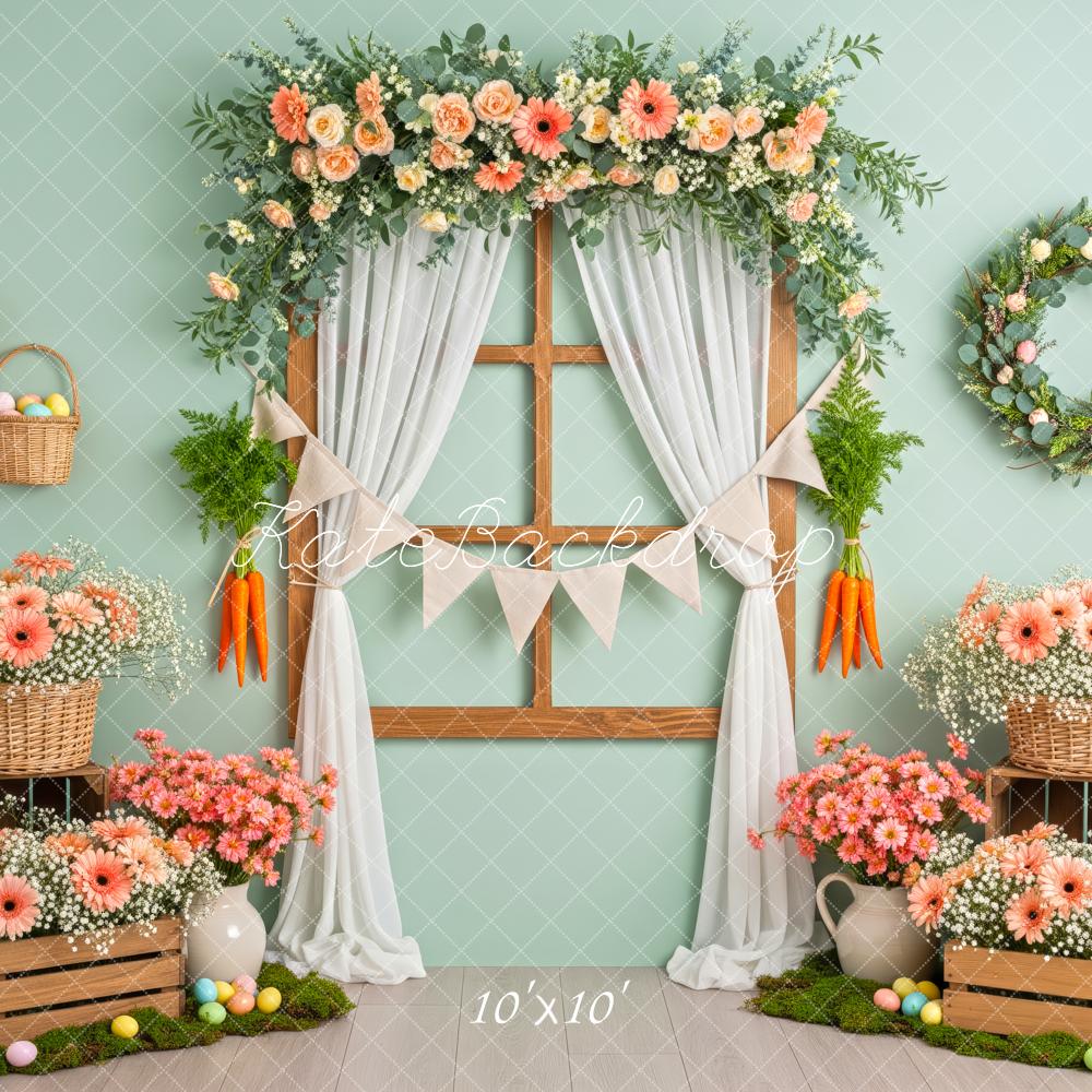 Kate Easter Bunny Flower Arch Window Pastel Eggs Backdrop Designed by Patty Roberts