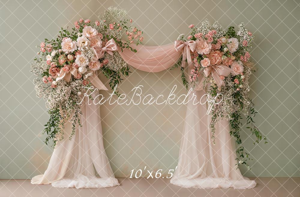 Kate Spring Flower Arch Blush Pink Floral Drapes Backdrop Designed by Emetselch