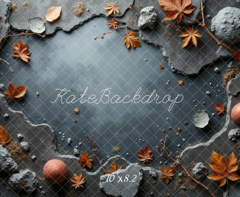 Hojas de otoño piedras textura abstracta gris fondo diseñado por Laura Bybee