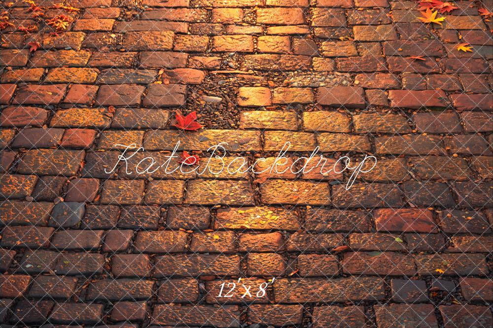 Fall Cobblestone Leaves Floor Backdrop Designed by Emetselch