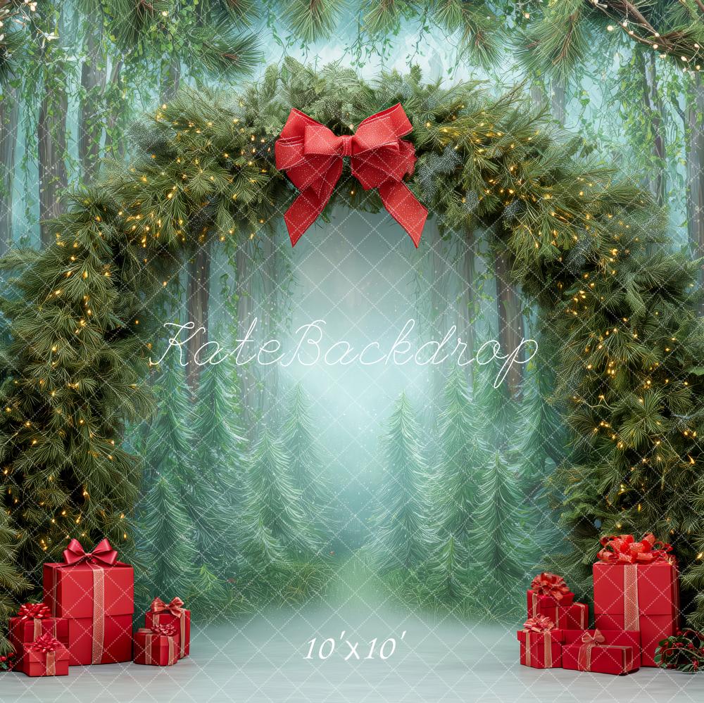Kate Christmas Pine Arch Forest Presents Backdrop Designed by Patty Roberts