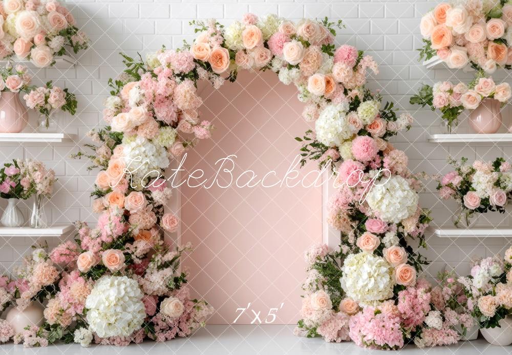 Arco de Flores de Primavera Fondo Rosa Designed by Mini MakeBelieve