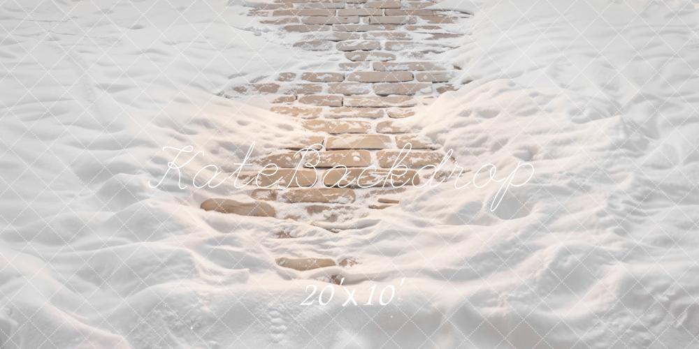 Kate Winter Snow Covered Cobblestone Path Printed Backdrop Designed by Emetselch