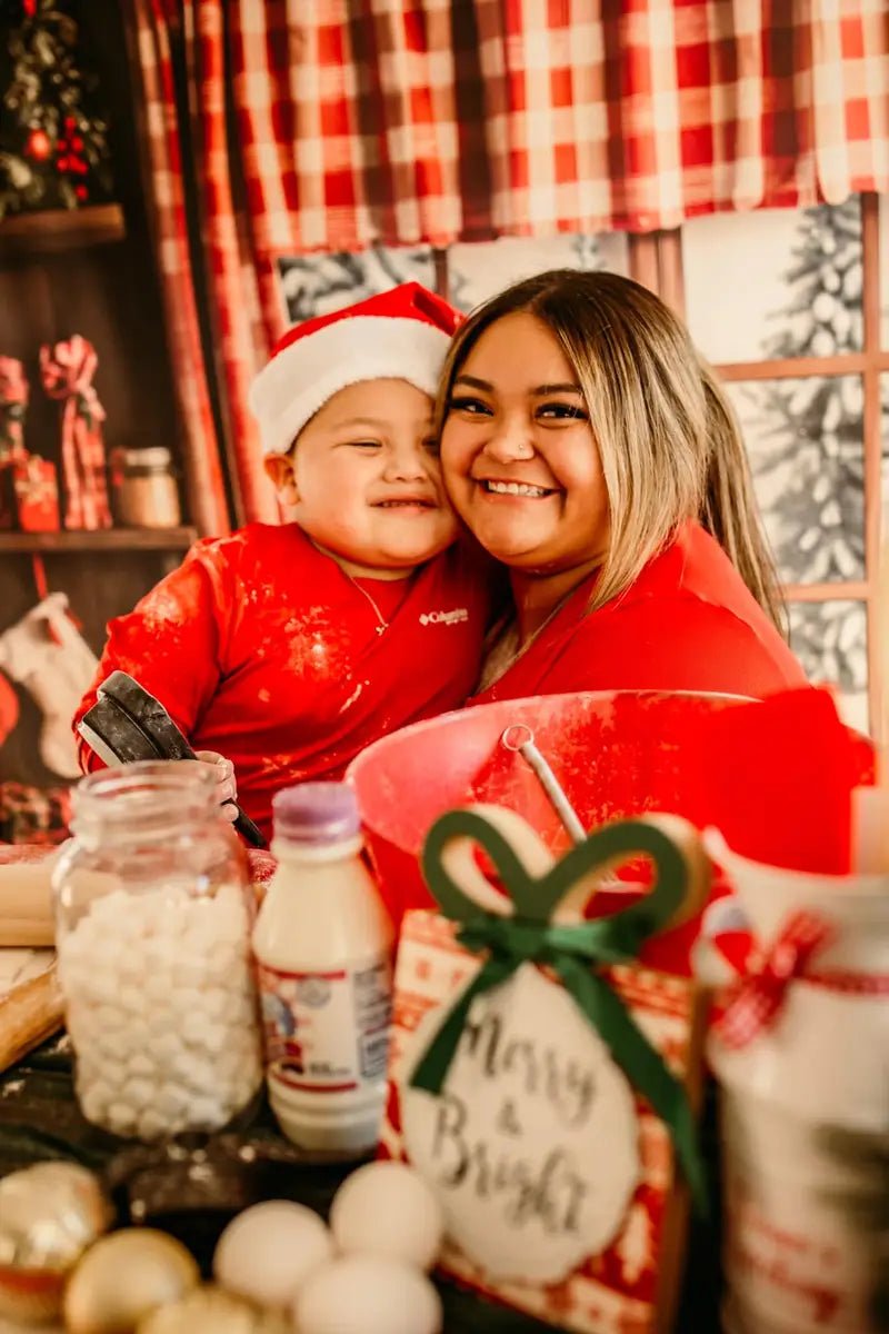 Kate Christmas Red Plaid Curtains Window Backdrop Designed by Emetselch