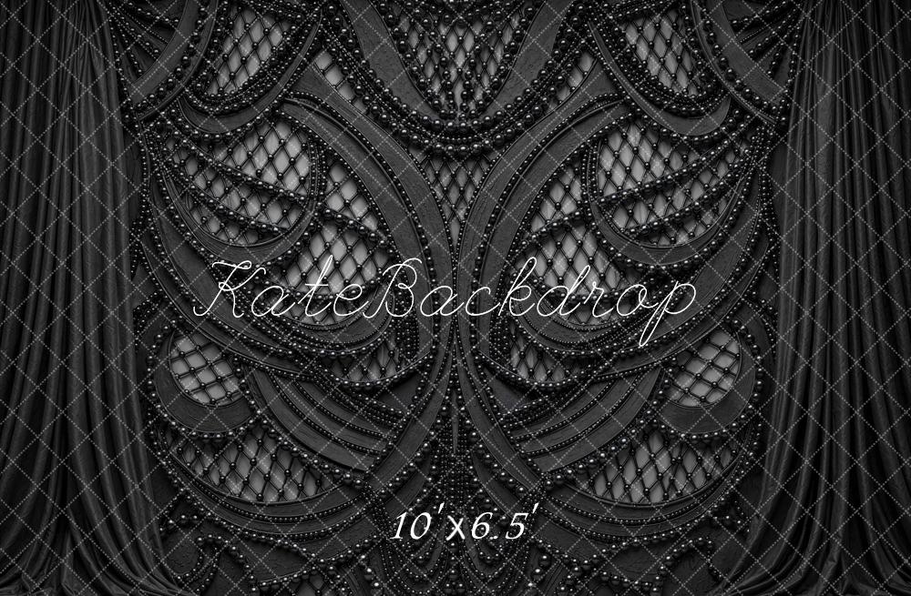 Kate Halloween Gothic Beaded Black Printed Backdrop Designed by Mini MakeBelieve