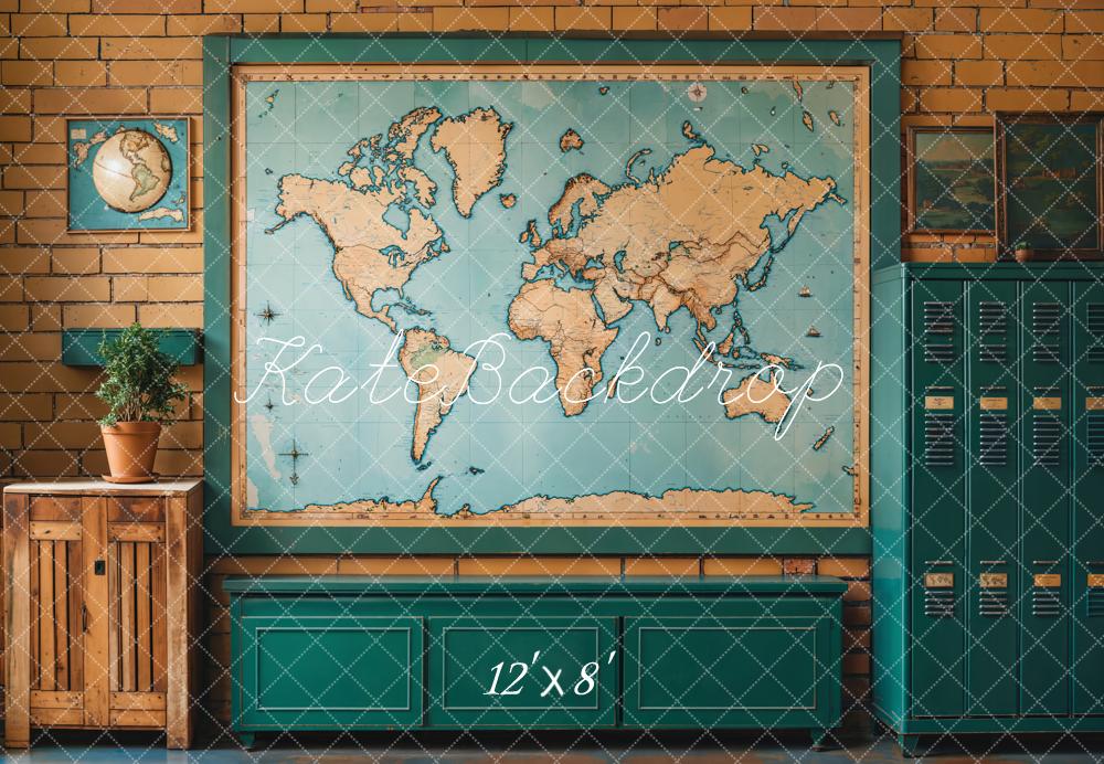 Fondo Escolar de Mapa Mundial Vintage de Graduación Designed by Emetselch