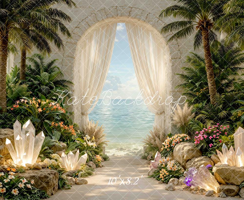 TEST Kate Tropical Crystal Arch Ocean Garden Printed Backdrop Designed by Mini MakeBelieve
