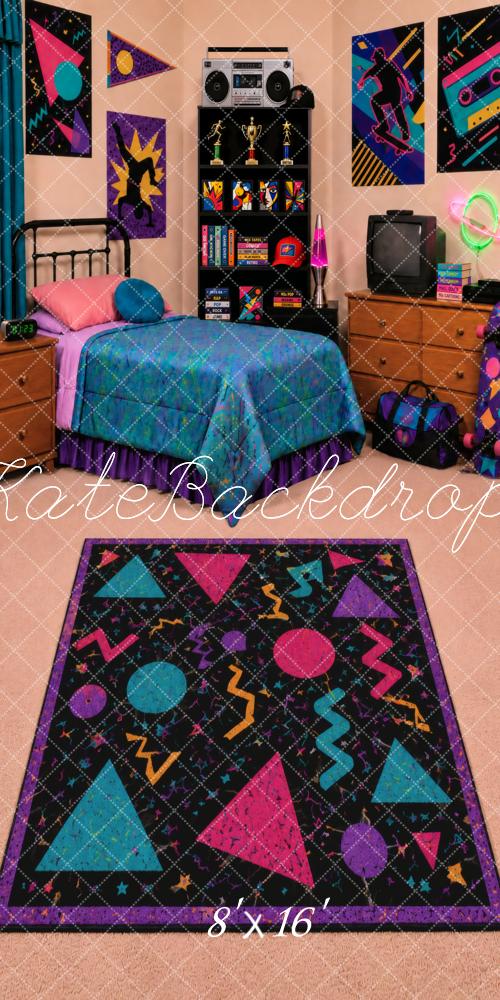 Kate Sweep Retro 90s Teen Geometric Bedroom Printed Backdrop Designed by Vertigo Productions