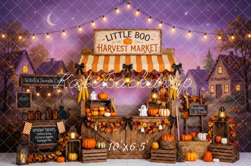 Kate Halloween Harvest Market Pumpkin Stand Ghost Printed Backdrop Designed by Patty Roberts