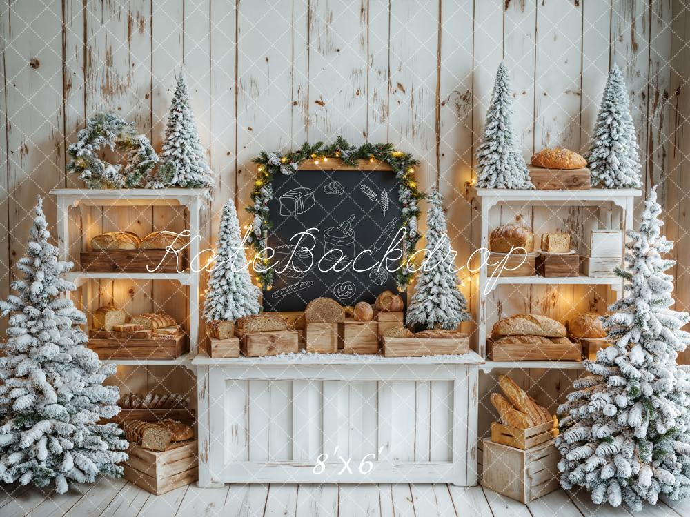 Kerstboom Witte Houten Plank Brood Schoolbord Foto Achtergrond Designed by Emetselch