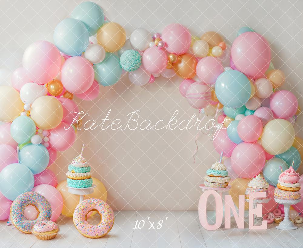 Cake Smash Donut Pastel Arco de Globos Fondo Diseñado por Emetselch
