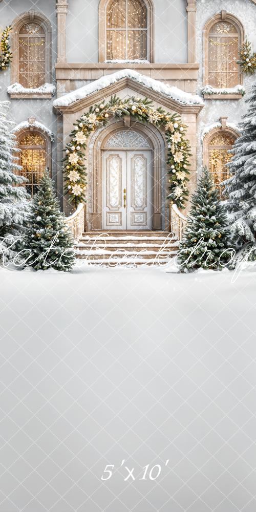 Kate Christmas Tree Snowy Mansion Garland Backdrop Designed by Emetselch