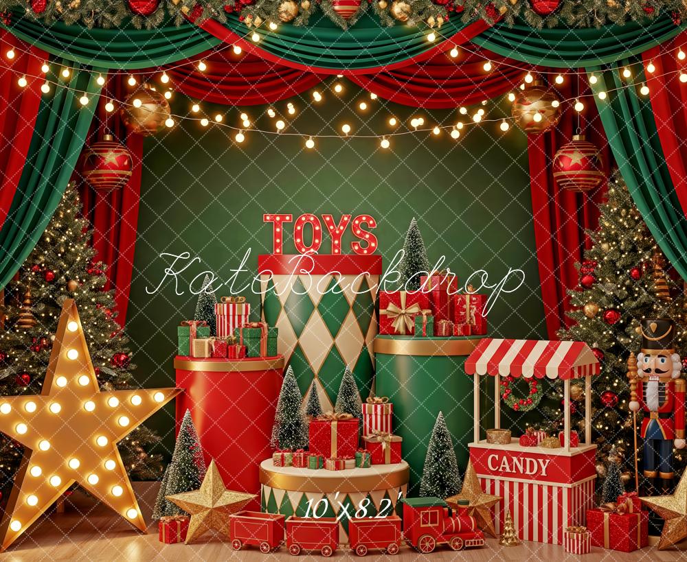 Kate Christmas Toy Shop Nutcracker Train Presents Backdrop Designed by Patty Roberts