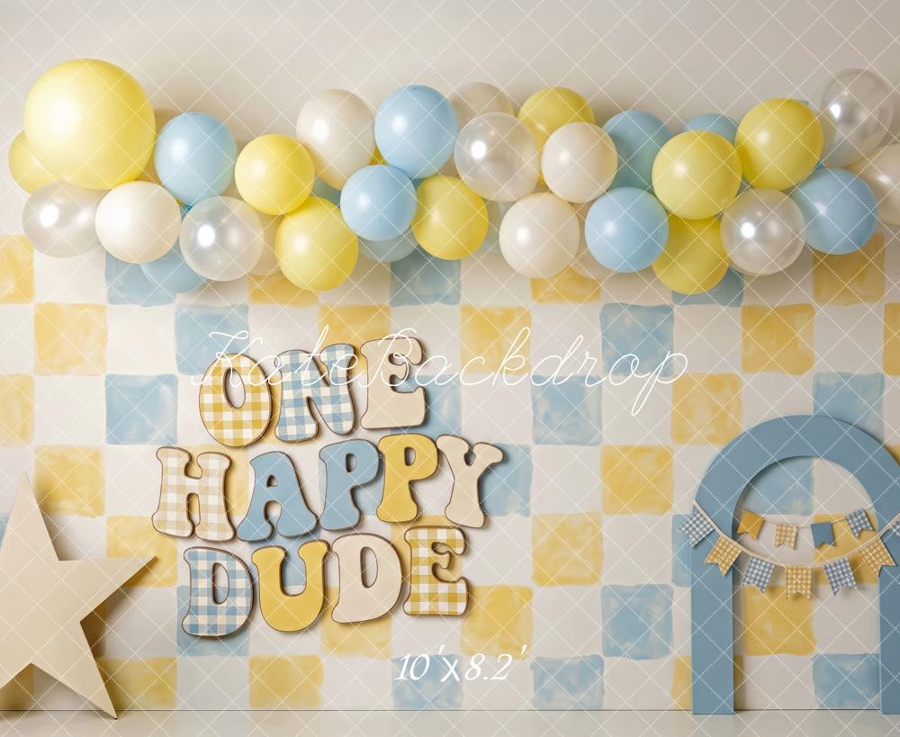 Kate Happy Dude Birthday Balloon Arch Printed Backdrop Designed by Patty Roberts