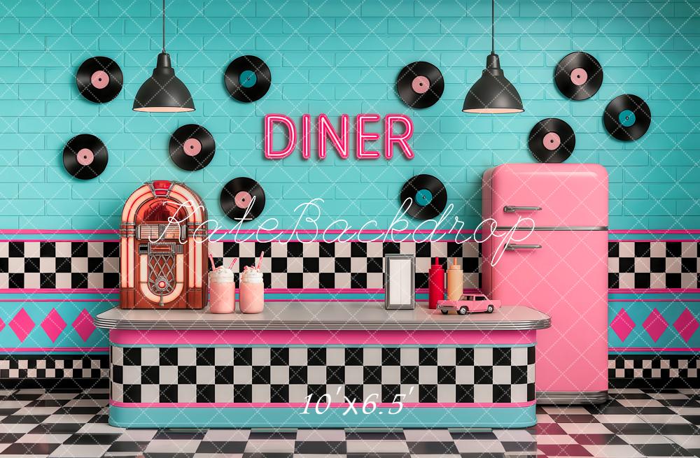 Kate Retro 90's Vibes Diner Jukebox Backdrop Designed by Ashley Paul