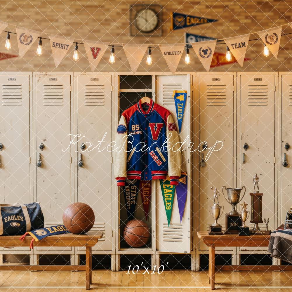 Kate Back To School Varsity Sports Locker Room Printed Backdrop Designed by Patty Roberts