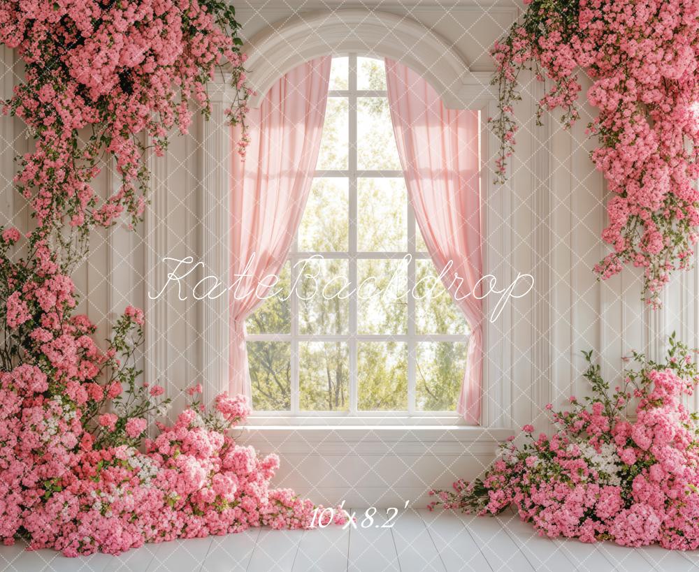 Kate Spring Floral Window Pink Backdrop Designed by Emetselch