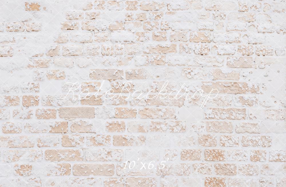 Kate Winter White Vintage Snow Brick Floor Printed Backdrop Designed by Kate Image
