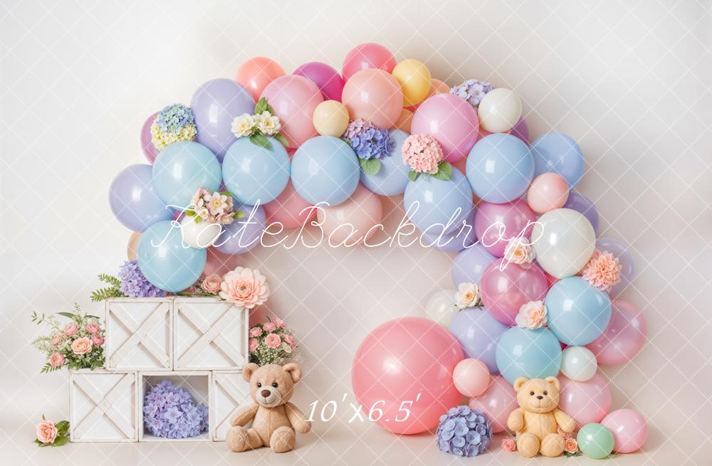 Cake Smash Foto Achtergrond Pastel Balloon Flower Arch Designed by Emetselch