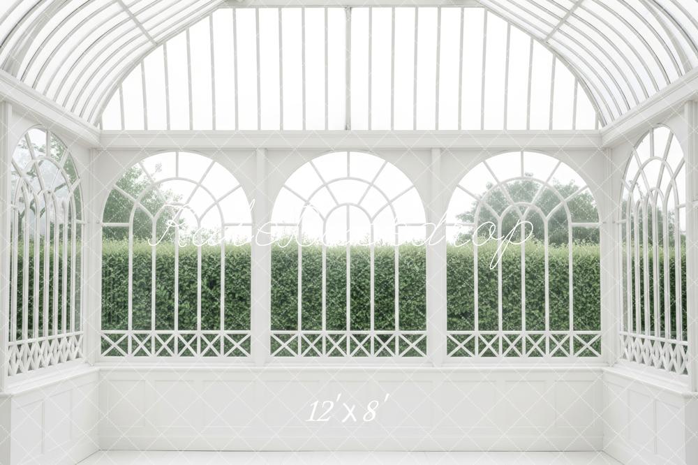 Kate White Conservatory Glass Arched Windows Printed Backdrop Designed by Patty Roberts