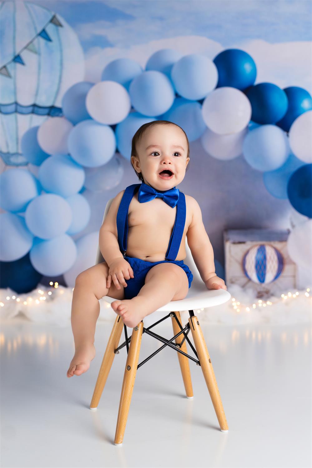 Kate Birthday Blue Balloon Arch Cake Smash Backdrop for Photography