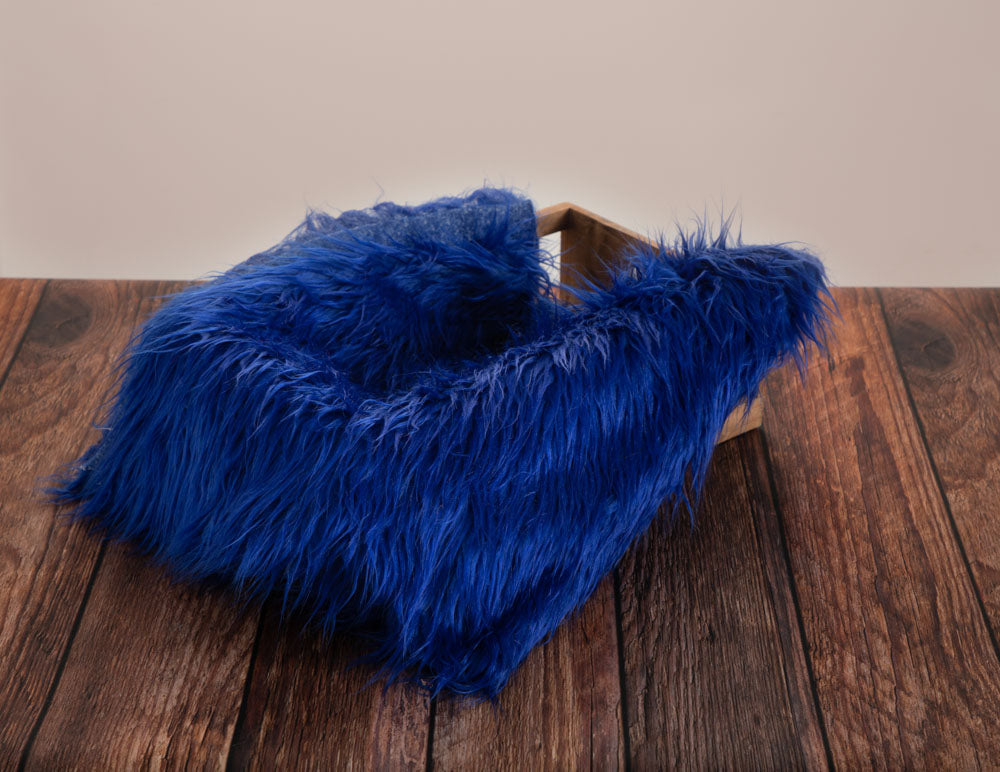 Kate Dark Blue Faux Fur Blanket Props for Baby Photography