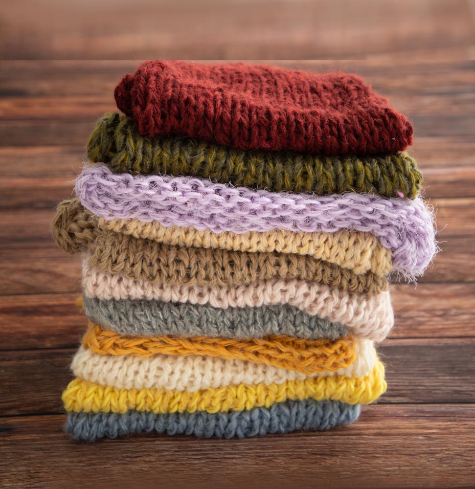 Coperta per neonati in lana verde fatta a mano 50X50cm per fotografie